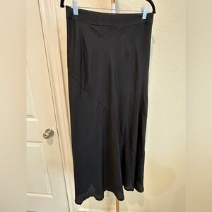 Maude Classic Black Satin Maxi Skirt Sz Large